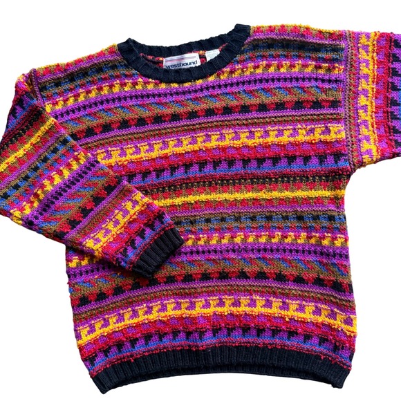 Westbound Other - Westbound Vintage coogi like 3d Geometric Knit Crewneck Sweater Mens Large bold